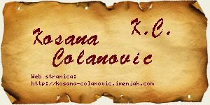 Kosana Čolanović vizit kartica